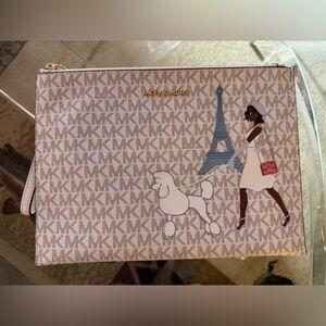 Michael Kors Graphic Print Clutch with Eiffel Tower